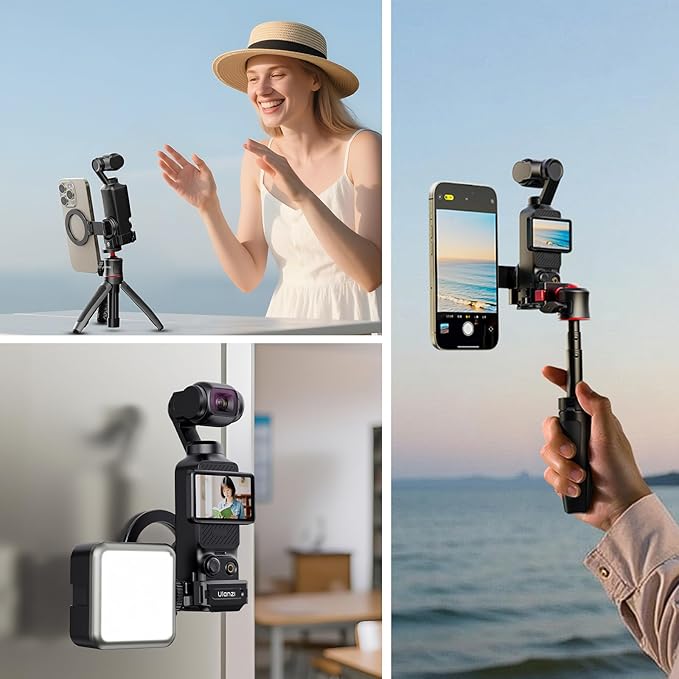 ULANZI PM01 Magnetic Mount Stand Compatible with DJI OSMO Pocket 3/Pocket 4, Aluminium Expansion Camera Holder with Cold Shoe and 1/4'' Mount,181/270/360° Adjustment Magnetic Adapter Xtra Accessories