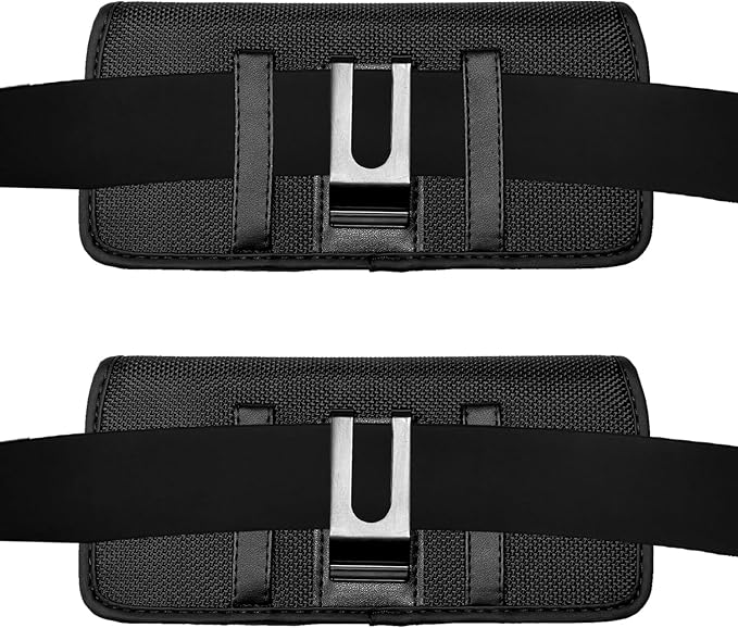CELZEN Nylon Cell Phone Holster for Cricket Vision Plus, Icon 2, Influence, Google Pixel 5a, 6, 6a, LG Harmony 4 G7 G8 K40 K22 - Horizontal Case Canvas Waist Carrying Pouch with Belt Clip/Loops, Black