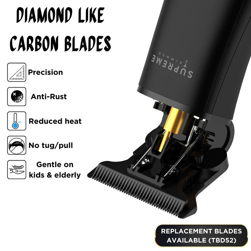 Supreme Trimmer Professional T Shaper | Cordless Hair & Beard Liner for Men | Low Noise, Precision Edger Clippers | Ideal for Sensitive Skin, Kids & Elderly | Barber & Home Use