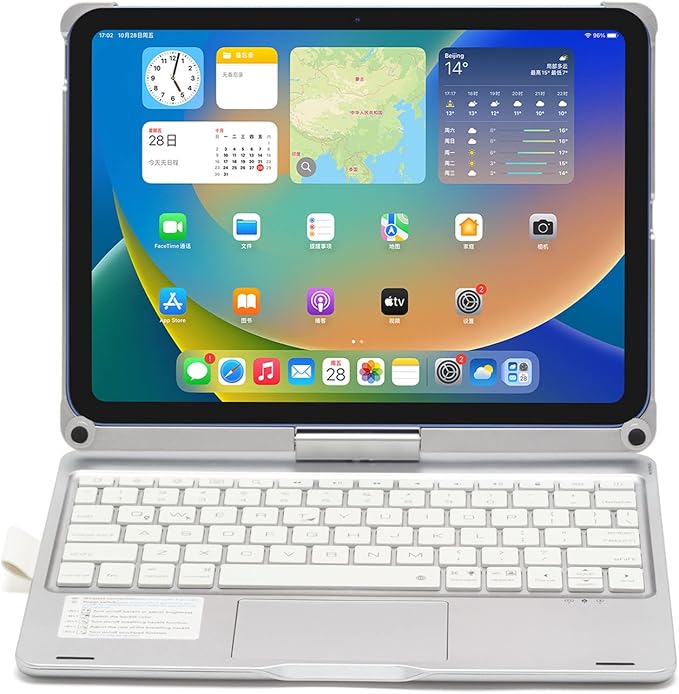 Rotatable Keyboard Case for iPad Air 11-inch M4/M3/M2 (2026/2025/2024), iPad Air 5th/4th Generation 10.9 Inch, Backlits Bluetooth Touchpad Keyboard Smart Cover with Pencil Holder, Silver