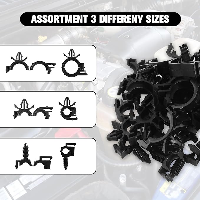 Dakchor 160 Pcs Push Mount Cable Zip Tie, Car Wire Loom Routing Clips 7 Different Sizes Quickly Mount Cable Ties Fixed Wire Harness for Jeep Wrangler Trucks Universal Automotive Clips