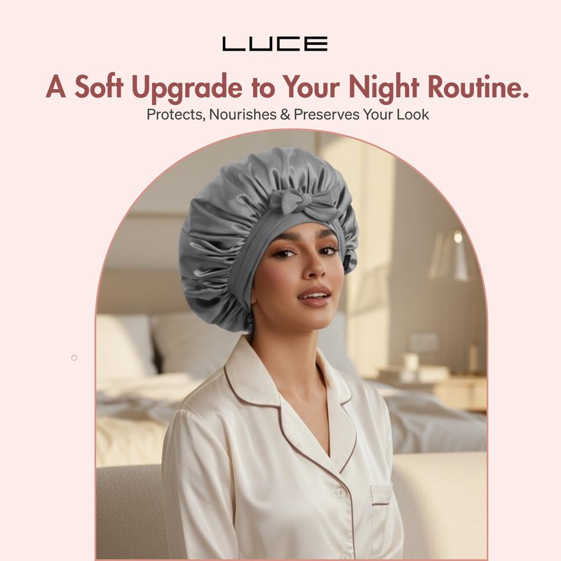 LUCE Satin Silk Bonnet for Sleeping - XL Double-Layer 600 Thread Satin Hair Bonnets for Women, Hair Cap for Sleep with Adjustable Tie for Frizz Control and Overnight Hair Protection