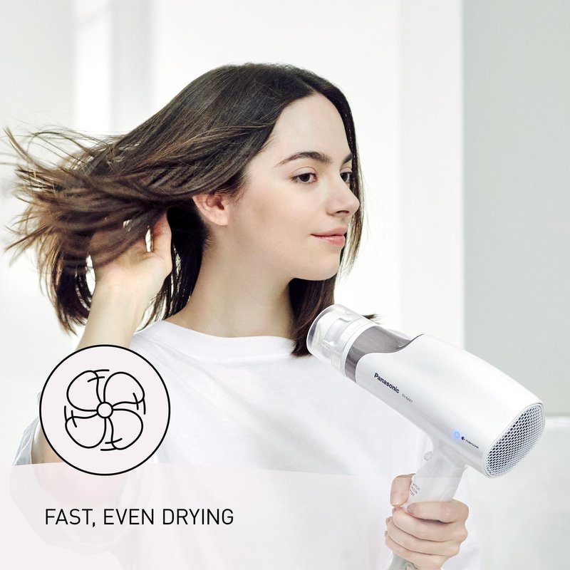 Panasonic Nanoe Salon Hair Dryer with Oscillating Quickdry Nozzle, Diffuser and Concentrator Attachments, 3 Speed Heat Settings for Easy Styling and Healthy Hair - EH-NA67-W (White) (Pack of 3)