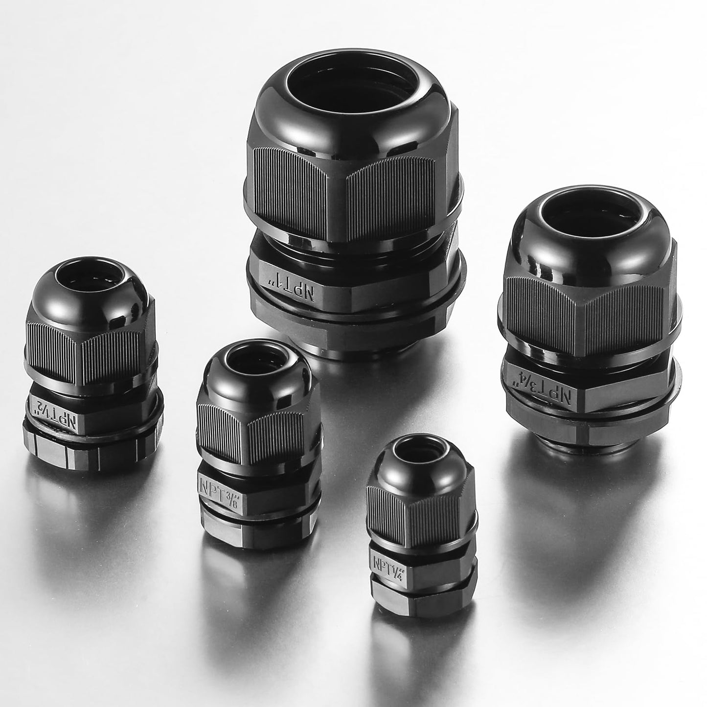 RTHIEAI 25 PCS 1/4"(4-8mm) NPT Nylon Cable Gland Joints with Gaskets, IP68 Adjustable Lock Nut Strain Relief Cord Grip Waterproof Cable Glands - UL Listed and RoHS Compliant