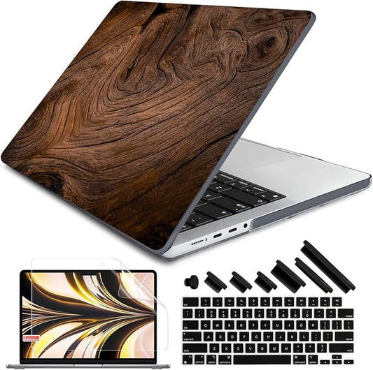 DONGKE Compatible with MacBook Pro 16 Inch Case (2026-2021 Release, M5 M4 M3 M2 M1 Pro/Max Chip), Plastic Hard Shell Cover with Keyboard Cover & Screen Protector for MacBook Pro 16", Wood Grain