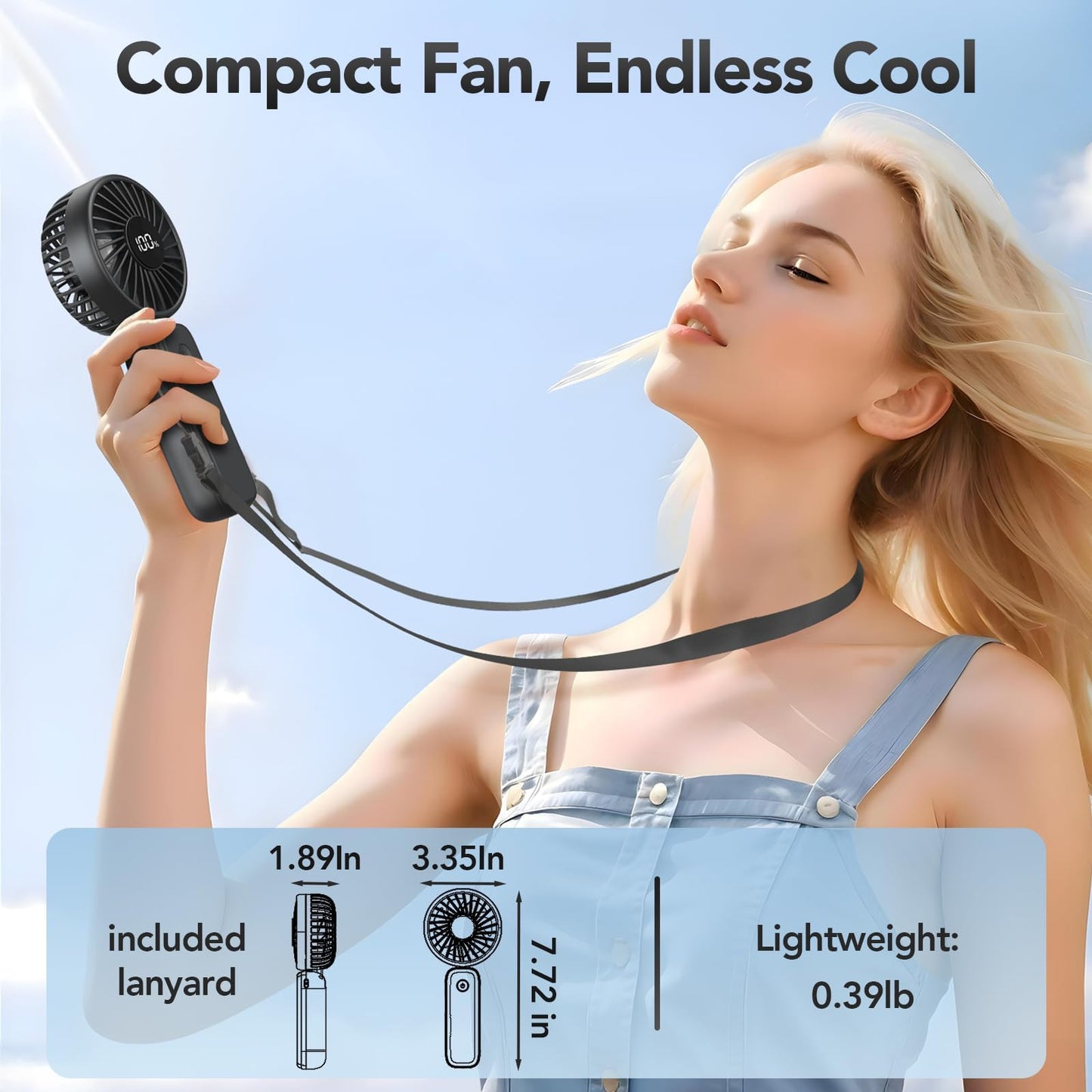 PANERGY Handheld Fan Foldable, 5000mAh Rechargeable Hand Fans with Powerful Cooling, 4 Speeds, LED Display, Portable Fan for Travel,Concerts,Makeup,Lash,Outdoor Events,Gifts Women