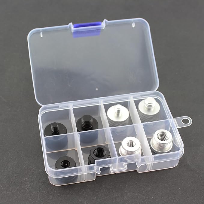 TAODAN 8PCS Black and Silver Aluminum Alloy Microphone Adapter Screws Set Tripod Adaptor Suitable for Shockproof Camera Mounts