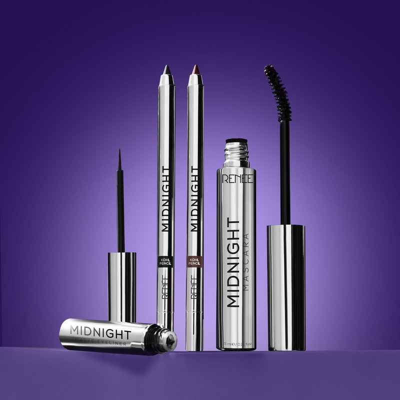 RENEE Midnight Mascara with Unique 360-Degree Wand, Darkest Black, Clump-Free & Long-Lasting Formula, Volumizes, Lengthens & Nourishes, Infused with Vitamin E