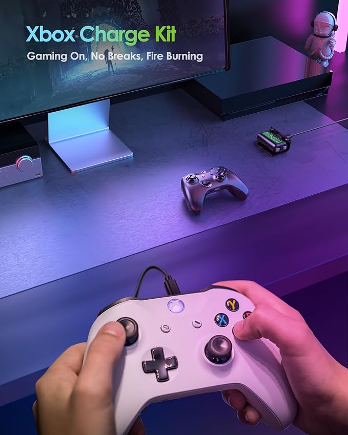 Xbox Controller Battery Pack 2-Pack, 40H Playtime 2.5H Fast Charge, Rechargeable Battery for Xbox Series X|S, Xbox One, Elite, Long Play & Charge Cable with 4 Covers