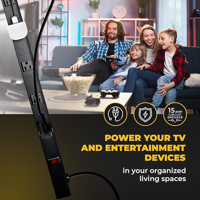 Opentron 9 Black Verticle Outlets 6 Feet Power Cord Heavy Duty Metal Surge Protector Power Strip