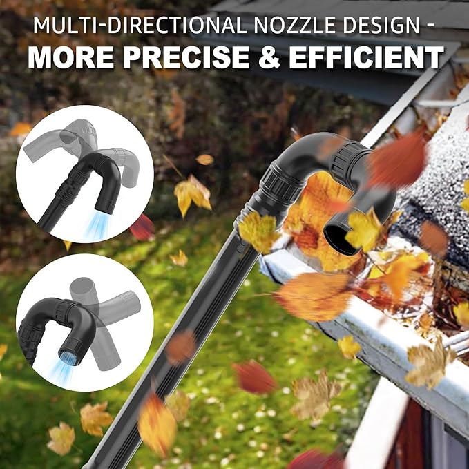 Sealegend Gutter Cleaning Attachment Kit Compatible with EGO 530CFM, 580CFM, 575CFM, 650CFM, 615CFM, LBX6000 Leaf Blowers 360Â° Rotation Nozzle, Extends Up to 8.3FT from The Ground