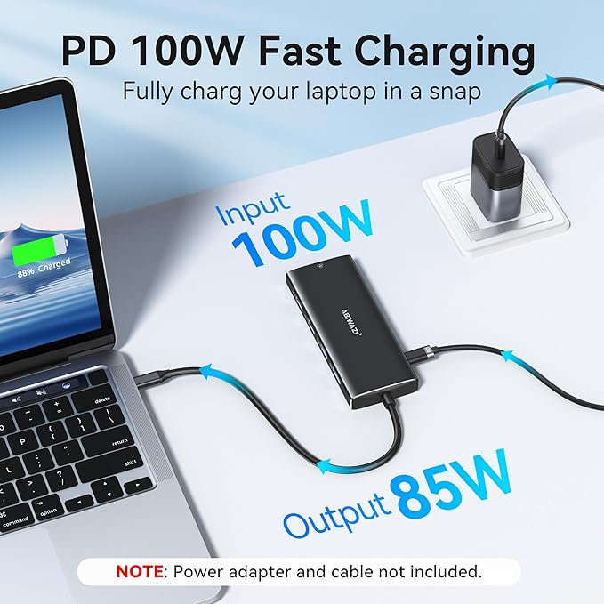 USB C Docking Station Dual Monitor for Dell/HP/Lenovo/Surface Laptop, 15 in 1 Triple Display Multiport Adapter Hub, USBC Dock Dongle with 2 HDMI+VGA+6 USB C/A+Button+100W PD+Ethernet+SD/TF+Audio