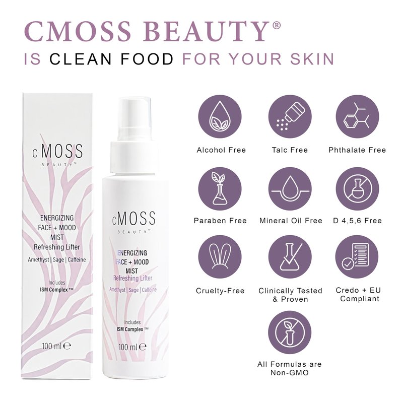 cMOSS BEAUTY Anti-Aging Glass Skin Face Mist – Instant Lift, Glow & Tighten | Sea Moss + Hyaluronic Acid Caffeine & Amethyst – Mood Boost, Oil-Free All Skin Types