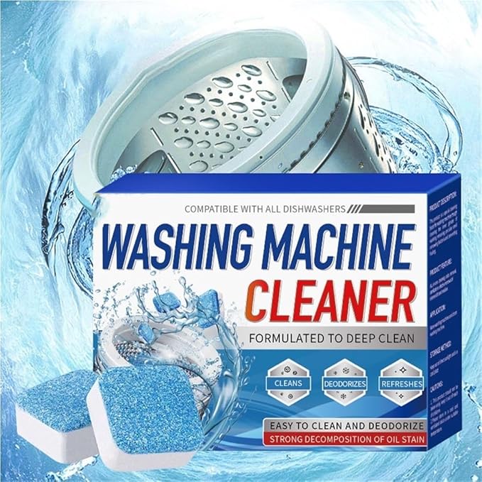 Washing Machine Cleaner Descaler 12 Pack - Deep Cleaning Tablets For HE Front Loader & Top Load Washer, Septic Safe Eco-Friendly Deodorizer, Clean Inside Drum and Laundry Tub Seal - 12 Month Supply(1C