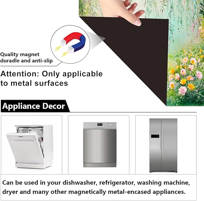 Dishwasher Magnet Cover 23x26 in Dreamy Floral Garden with Hanging Vines and Spring Blossoms Magnetic Dishwasher Cover for Kitchen Appliance Decoration Front Panel Sticker Decor