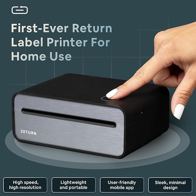 Zeturn 4x6 Thermal Shipping Label Printer - Wireless Bluetooth, Rechargeable Battery, No Ink Needed - for iPhone, Android, Home