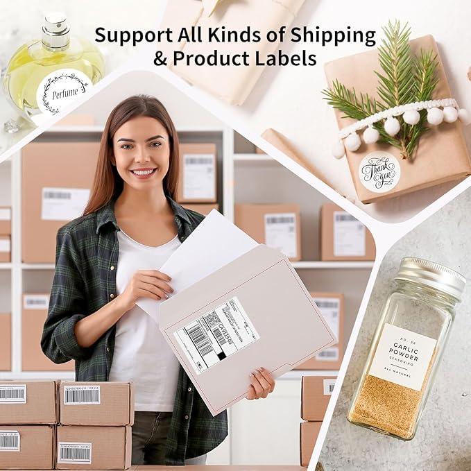 Gloryang Bluetooth Thermal Shipping Label Printer, 4X6 Inkless Label Machine for iOS, Android, Laptop, Wireless Printer for Small Business, Compatible with Amazon, UPS, Shopify, Black