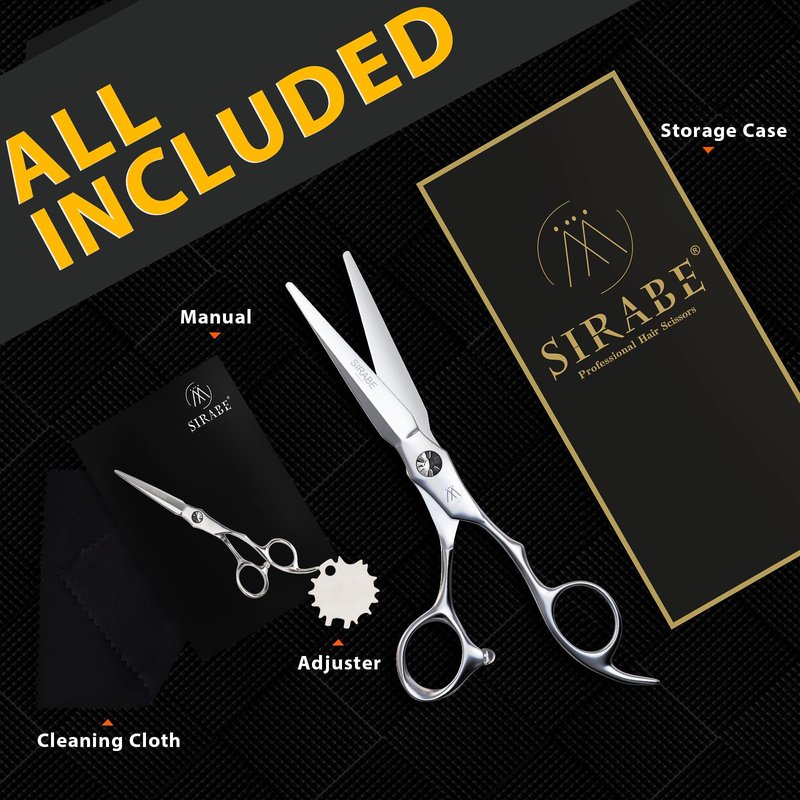 Sirabe HIGH-END Professional Barber Scissors, Ultra Sharp Blades, Hair Cutting Scissors Shears Haircut Scissors for Salon Hairdressing and Home Use