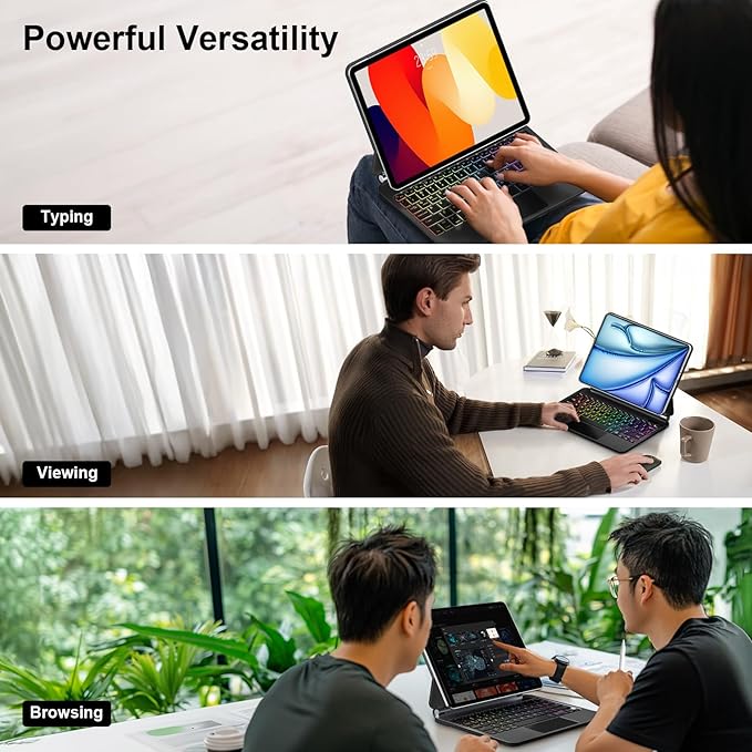 GGQFGTOJ Keyboard Case for iPad Air 13 inch (M3 2025/M2, 2024),iPad Pro 12.9 inch (3/4/5/6th Gen)，Magic-Style Magnetic – Floating Cantilever Stand – Backlit Keyboard Case with Multi-Touch Trackpad