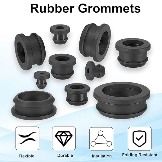 PATIKIL 42.6mm / 1-11/16 Inch Drill Hole,1-7/16 Inch ID Rubber Grommets, 3Pcs Top Hat Grommet for Wiring Eyelet Ring Gasket Automotive Firewall Cable Hole Plugs Wires Protection, Black