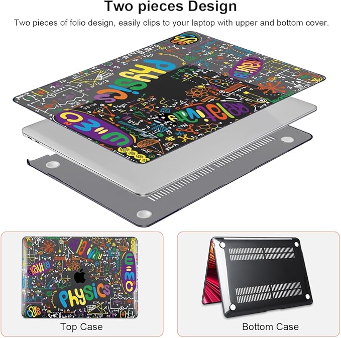 LCMOCICO Case Compatible with MacBook Pro 13 inch M2 M1 2022 2021-2016 A2338 A2289 A2251 A2159 A1989 A1706,Pattern Plastic Hard Shell Keyboard Cover Screen Film Webcam Cover, Physical Chemistry