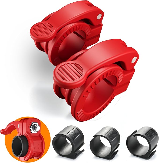 ZY-HUAN Mini Pro Barbell Clips 1 inch I Multi-Size Adjustable Barbell Collar I 1 inch Barbell ClampsIQuick Release Weight Clips Pair of Locking for Dumbbell Bar (Red)