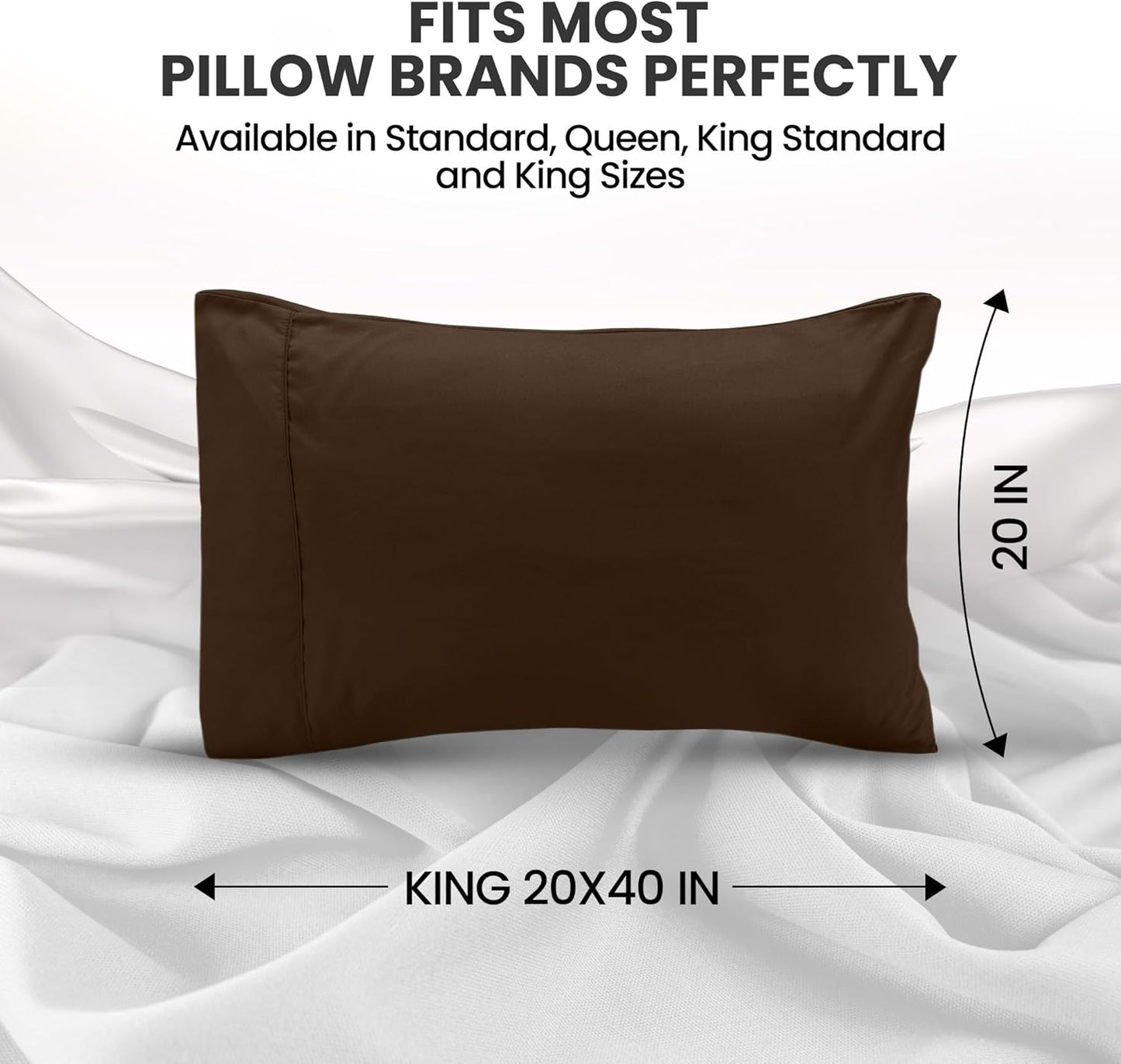 Utopia Bedding King Pillow Cases - Soft Brushed Microfiber - 2 Pack | Fade Resistant 20 x 40 Inches (Brown)