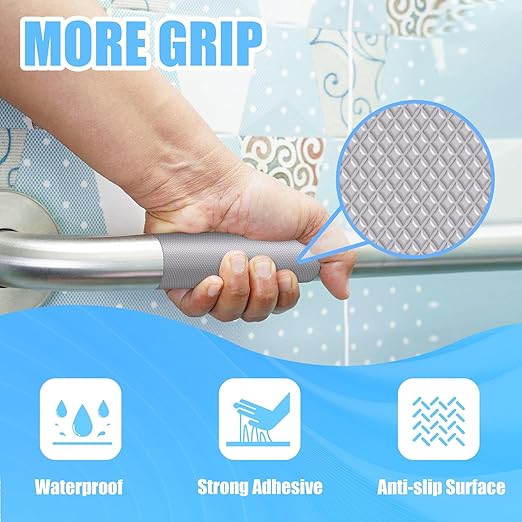 Yorwe Rubber Grip Tape, Ultra-Thin Strong Adhesive Anti-Slip Waterproof Heat Resistant Wear-Resistant Cushion Pad, Making Handles or Contact Surfaces Safer, with Grip and Comfort (Gray, 4In x 10Ft)