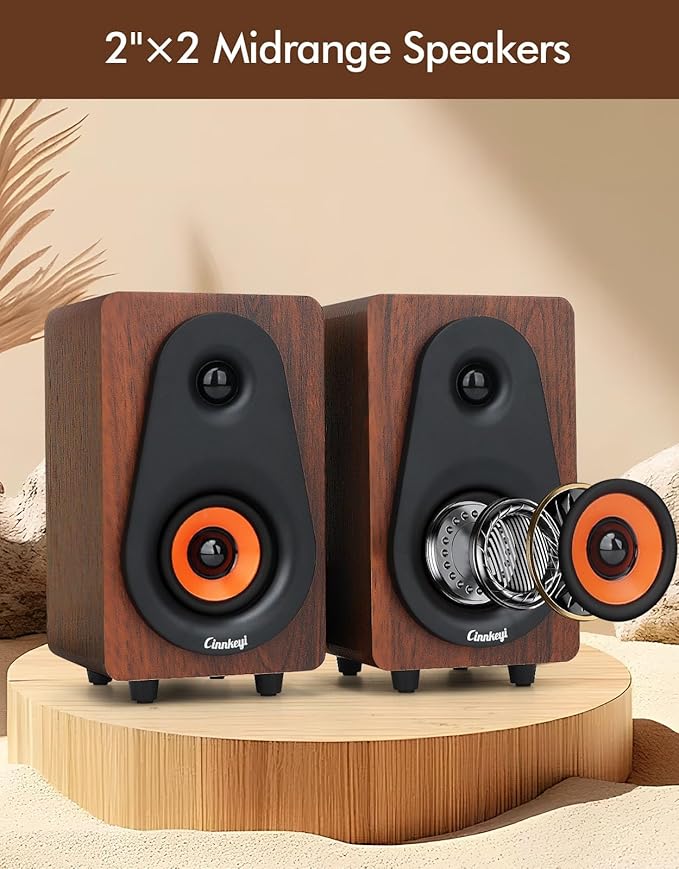 cinnkeyi 2.1 Computer Speakers with Subwoofer, Stereo Mid-High Dual Speakers, Bluetooth/USB Dual Mode PC Speakers, Volume Knob Control, Desktop Sound System for Laptop/PC/Tablet (C5212-US)