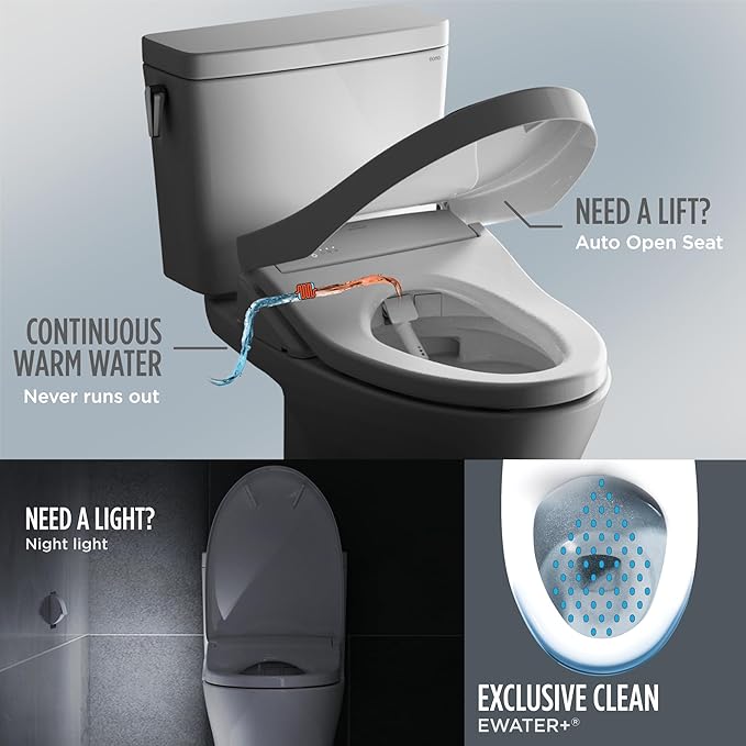 TOTOÂ® WASHLETÂ® S7A Electronic Bidet Toilet Seat with EWATER+Â® Bowl and Wand Cleaning and Auto Open and Close Classic Lid, Elongated, Sedona Beige - SW4734#12