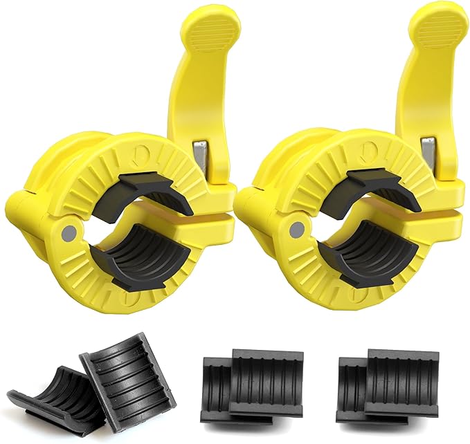 MAXRICH Barbell Clamp 1 inch Multiple Sizes & Adjustable Weight Clips for Quick Release Barbell Collars (Yellow)