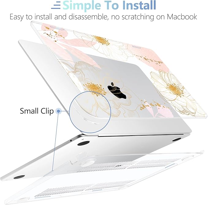 MEEgoodo for M5/M4/M3/M2 MacBook Air 15 inch Case 2026 2025 2024 2023, Case Fit Model (A3448/A3241/A3114/A2941) for MacBook Air 15.3 inch, Tropical Pink Flowers