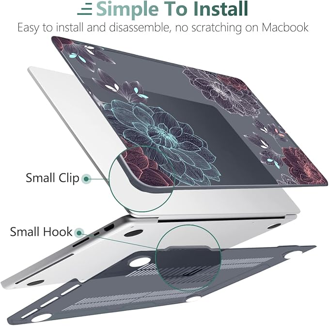 DONGKE Compatible with MacBook Pro 16 Inch Case (2026-2021 Release, M5 M4 M3 M2 M1 Pro/Max Chip), Plastic Hard Shell Cover with Keyboard Cover & Screen Protector for MacBook Pro 16", Dahlia Flowers