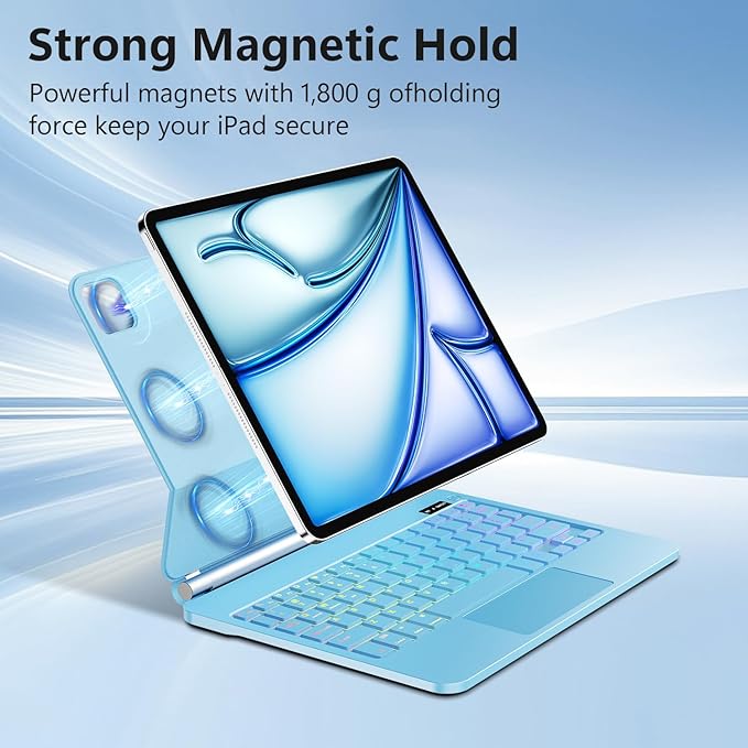 everylikit for iPad Pro 11 inch Case with Keyboard,Keyboard Case for iPad Air 11 inch (M2) 2024 & iPad Pro 11 in (1st/2nd/3rd/4th Gen),Magic-Style Magnetic - Backlit Keyboard (Blue)