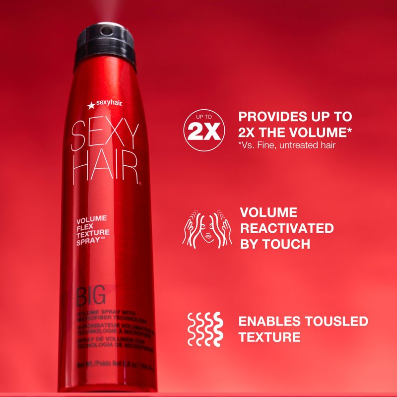 SexyHair Big Volume Flex Texture Spray with Microfiber Technology, 5.8 oz, Builds Flexible Fullness, Provides Volume Up to 2x