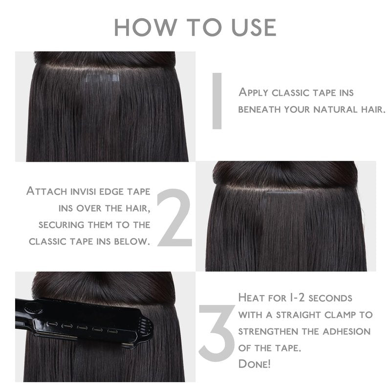 WENNALIFE Invisi Edge Tape in Hair Extensions Human Hair, 22 Inch 30g 10pcs Jet Black Invisible Luxury Remy Hair Extensions Natural Seamless Injected Tape Ins Straight Extensiones De Cabello Humano