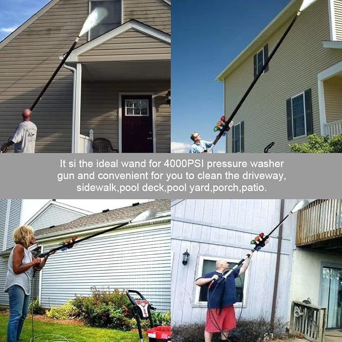 Selkie Pressure Washer Extension Wand - Upgrade Black Power Washer Lance with Spray Nozzle Tips,30Â°,90Â°,120Â° Curved Rod, 1/4ââQuick Connect, Replacement for Anti-Leaked Ring 4000 PSI