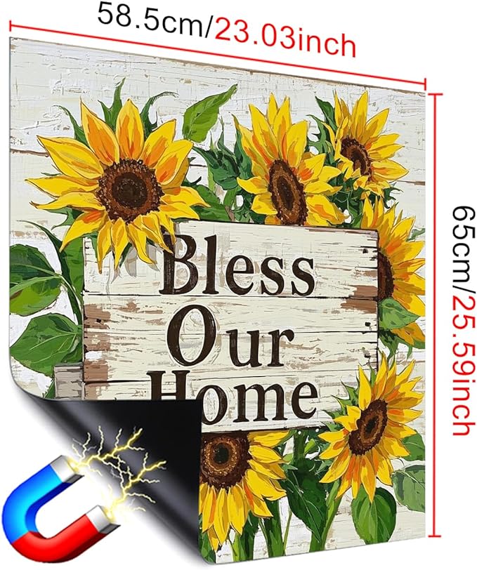 Dishwasher Magnet Cover 23x26 in Rustic Bless Our Home Sunflowers Sign Dishwasher Cover for Kitchen Appliance Decoration Front Panel Sticker Rustic Art Skin Panel Home Decor Decal