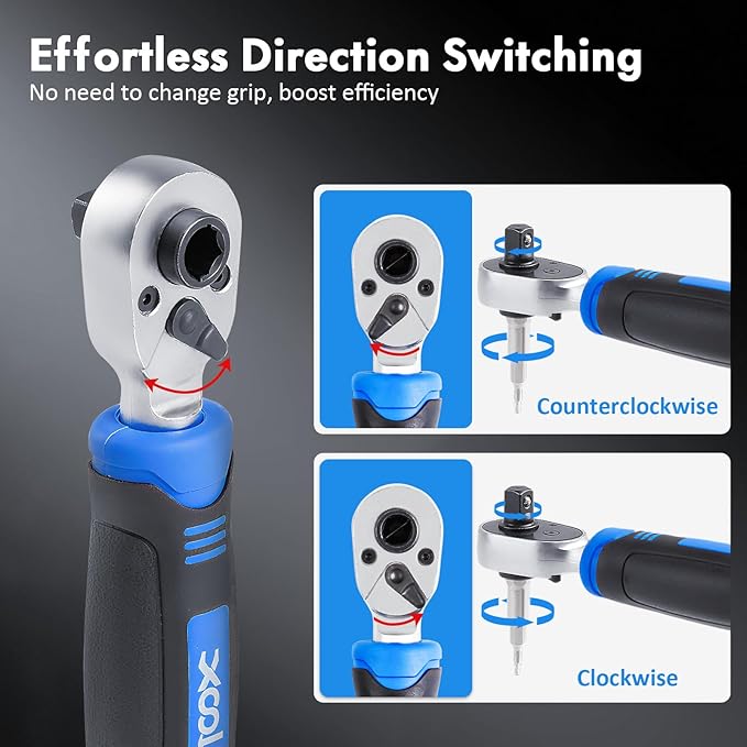XOOL 78-Piece Ratchet Wrench & Screwdriver Tool Set with Metric 1/4" Sockets 4–12mm, Magnetic Precision & Standard Bits for Electronics, Home Repair & DIY