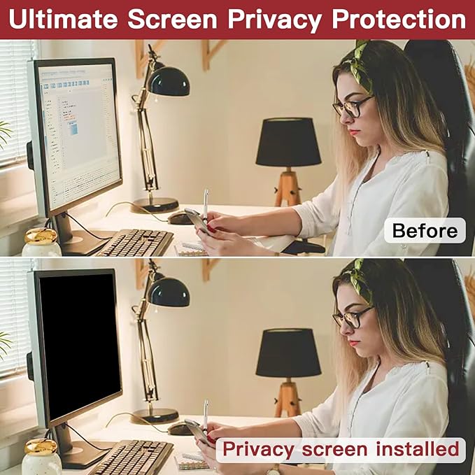 2 Pack 23.8 Inch Privacy Screen for Computer Monitor 16:9 Aspect Ratio, Eye Protection Anti Glare Computer Screen Cover, Removable Anti-Scratch Computer Screen Privacy Shield for 23.8'' Monitor