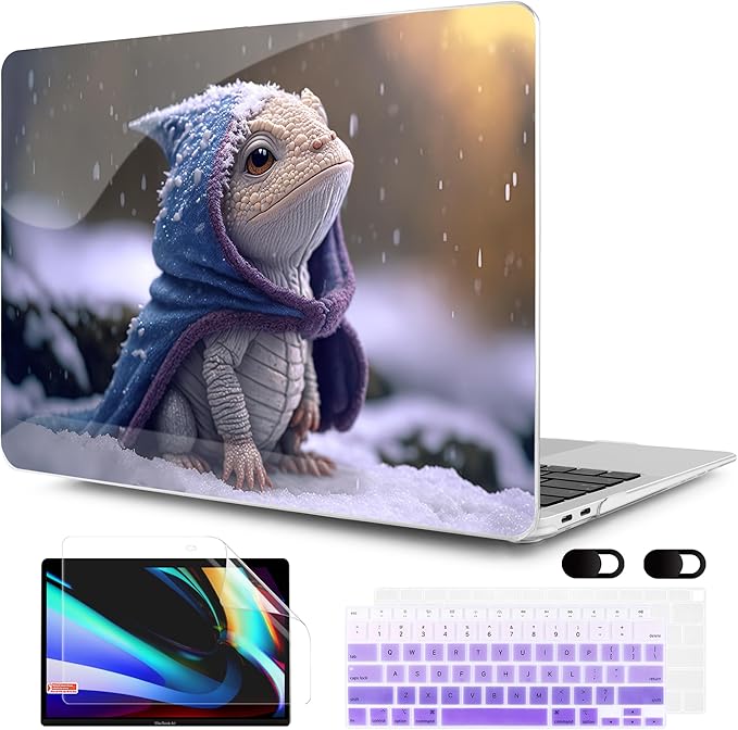 MEEgoodo for MacBook Air 13 inch Case 2021 2020 2019 2018 Released A2337 M1 A2179 A1932 with Touch ID, Plastic Hard Shell & Keyboard Cover Compatible 13.3, Cute Dragon Cub (A2337/A2179/A1932)