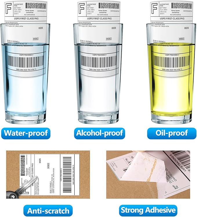 FungLam 4 Rolls 4x6 Direct Thermal Shipping Labels, 250 Labels Per Roll, 1" Core, Perforated, White Mailing Postage Shipping Label Compatible with Zebra 2844 ZP-450 ZP-500