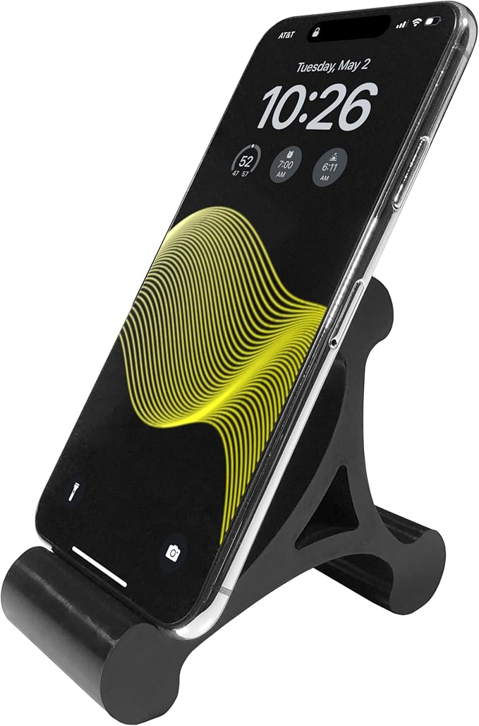 Mica Design Company Skalene Phone Stand - 100% Silicone Rubber, Adjustable Phone Holder, Prop, Rest - Desk, Office, Home, Kitchen Accessory (Stealth Black)