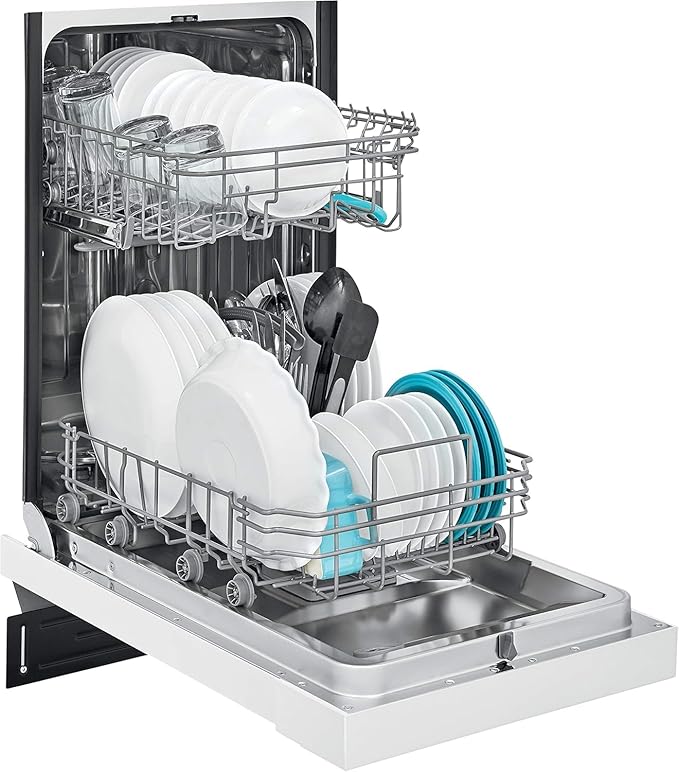 Honeywell 18 Inch Dishwasher with 8 Place settings, 6 Washing Programs, Stainless Steel Tub, UL/Energy Star- White
