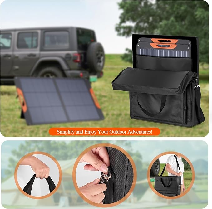 Fizentia Solar Panel Carrying Case Compatible with jackery solarsaga 100W/100X, Waterproof Padded Storage Bag with Accessory Pocket for Camping RV Travel