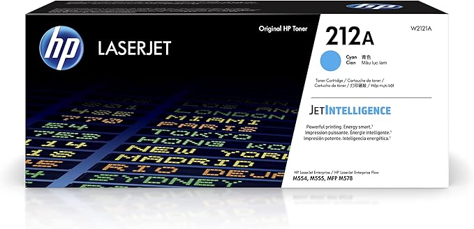 HP 212A Cyan Toner Cartridge Printers | Works with Color LaserJet Enterprise M554, M555 Series; Color LaserJet Enterprise MFP M578 Series | W2121A