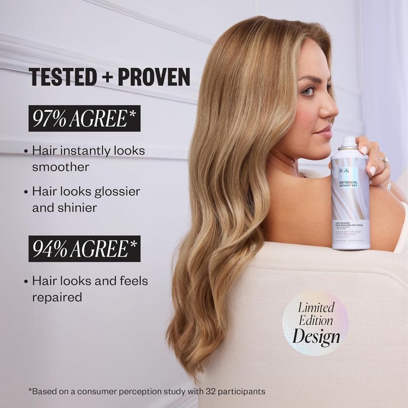 IGK Hair Treatment Full Size Set | Antisocial Dry Hair Mask + Good Behavior Spirulina Spray | Overnight Bond-Building + Keratin Like Smoothing Spray | Set of 2 - New and Improved Scent