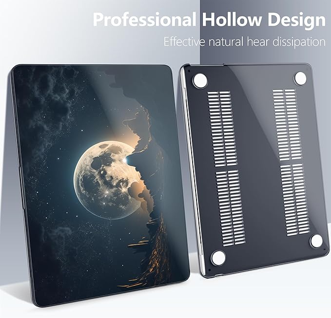 Batianda Premium Case for New MacBook Air 15 inch with M5 M4 M3 M2 Chip 2026 2025 2024 2023 Release, Designed Ultra-Slim Hardshell & Keyboard Cover & Screen Protector 4-in-1 Bundle, Moon in Sky