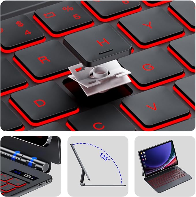 Magnetic Keyboard Case for Samsung Galaxy Tab S10 Lite/S10 FE/S9 FE 5G 10.9", S11/S9 11",Wireless Backlit Keyboard Case Floating Cantilever Stand Multi-Touch Trackpad with S Pen Slot,LED Display
