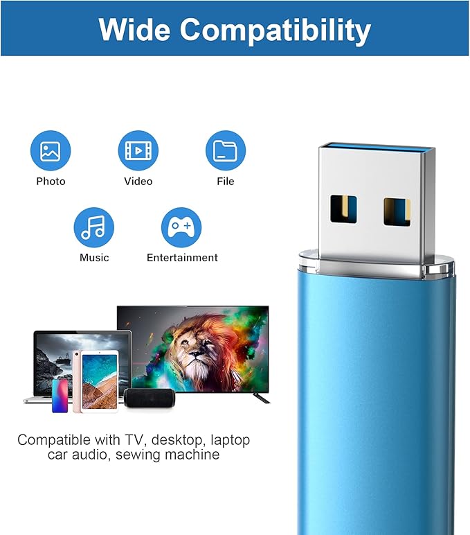 TOPESEL 2pack 128GB USB 3.0 Flash Drive High Speed Thumb Drive Memory Stick Jump Drive USB Zip Drive for PC laptops, Tablets, TVs, car Audio Blue(128GB 2Pack)